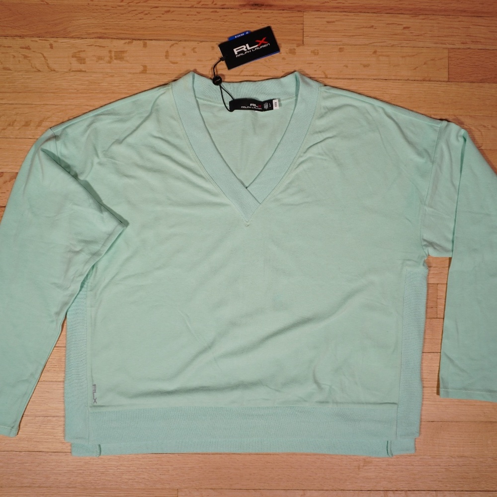 RLX Ralph Lauren Women's Golf V-Neck Pullover Green Large Brand New